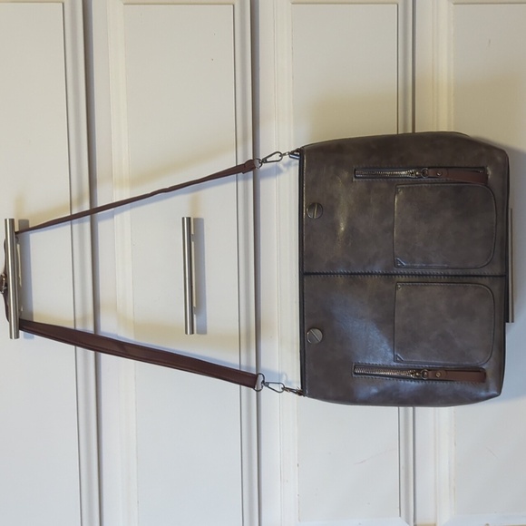 Satchel Crossbody Bag Leather Look Casual Shoulder Handbag Taupe/Brown Medium - Picture 10 of 14